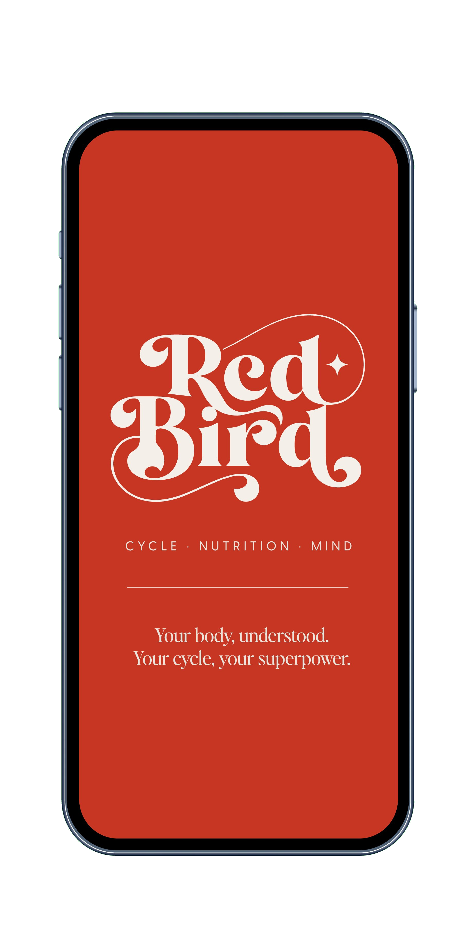 RedBird Period Tracker app screen showing cycle tracking and daily insights
